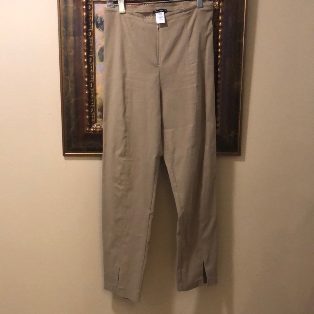 Mesmerize high waist zip front stretch spit hem vertical stitch detail pants